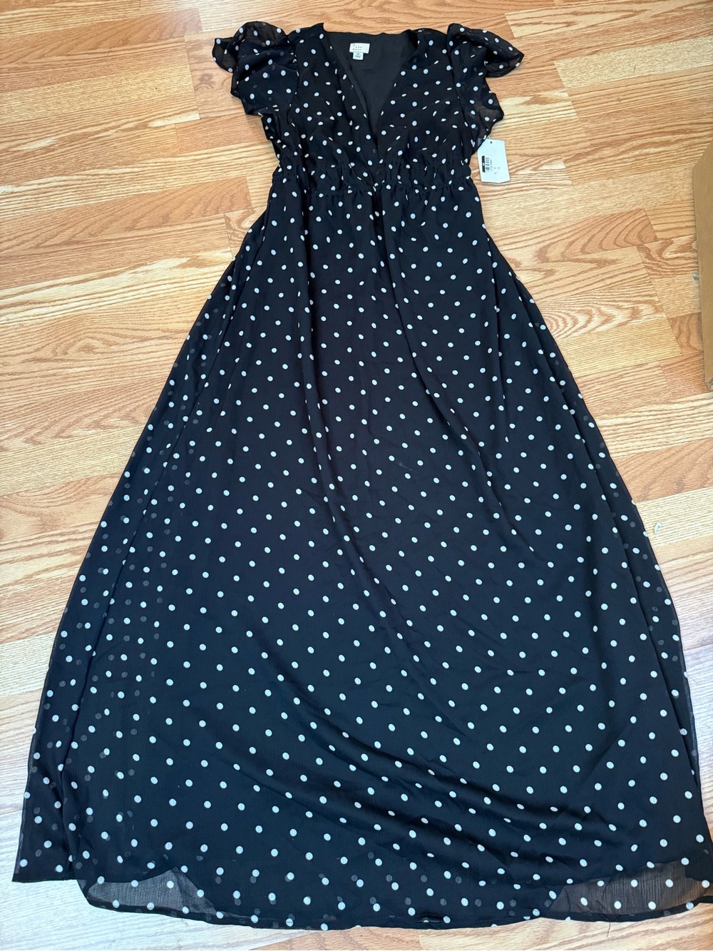 A New Day Black Polka Dot Maxi Dress XS NWT